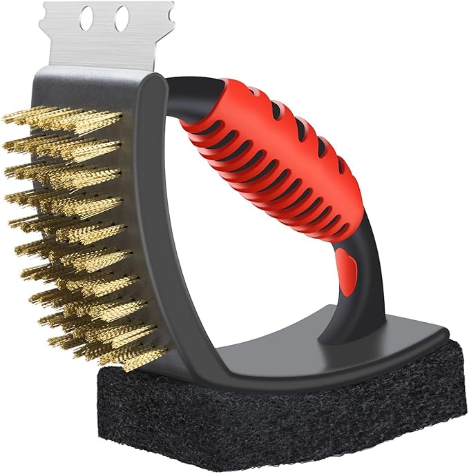 QBLEEV Bird Cage Cleaner, Stainless Steel Triangle Brush Set, Multi-Function Copper Bristle, Lightweight & Durable, Includes Cleaning Brush, Red