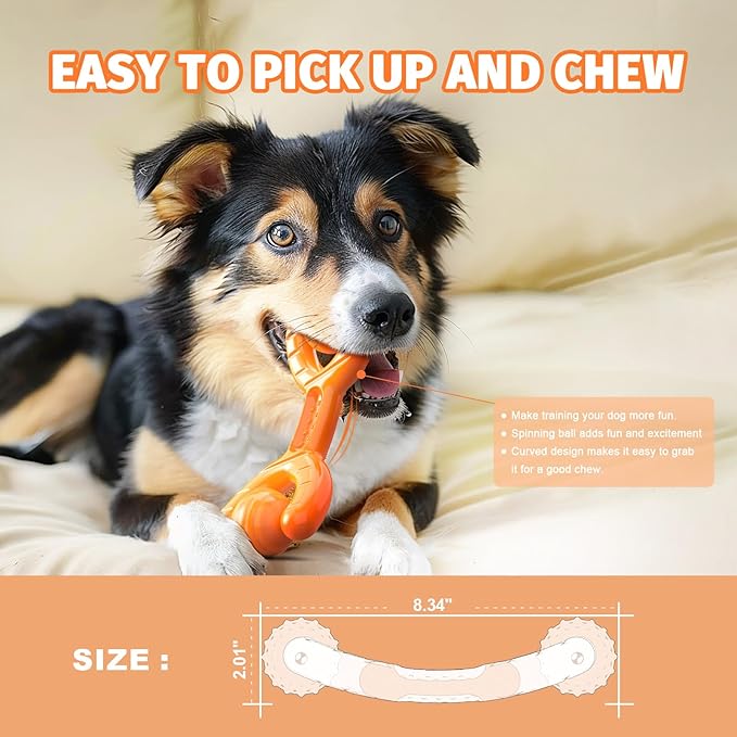 Indestructible Dog Toys for Aggressive Chewers - Heavy Duty Chew Proof Durable Toy for Large Breed Dogs, Interactive Tough Nylon Bone for Boredom Relief & Mental Stimulation,Orange