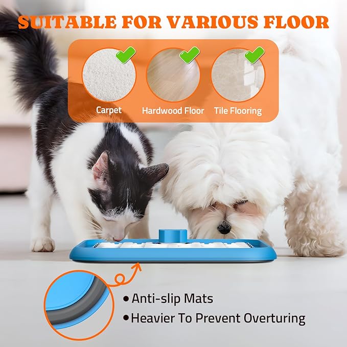 Lick Mat for Dogs: 2 Pack Stainless Steel Lick Mat for Cats, Crate Lick Mat for Dogs Large Breed, Dog Slow Feeder Mat for Bathing Grooming, Slow Feeding, Boredom & Anxiety Reducer, Blue