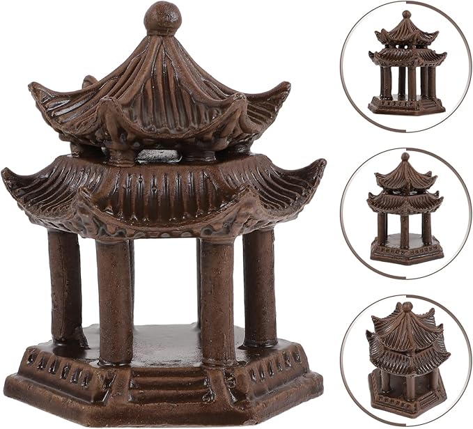 Japanese Home Decor Aquarium Ceramic Mini Decoration: Miniature Pagoda Statue Figurine Fish Tank Buddhist Landscape Decoration Asian Zen Garden Desktop Decor Sand Tray Miniatures