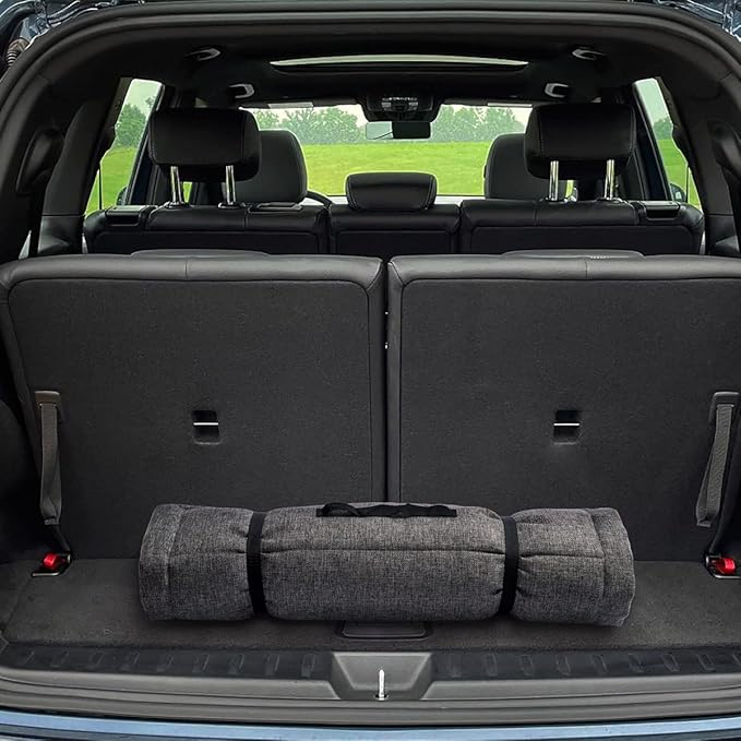 Travel Dog Bed, Rollup Crate Mat, Kennel Pad, Pet Camping Gear with Carry Handles for Medium Dog or Cat, Super Soft, Machine Washable, 36 * 23” Grey