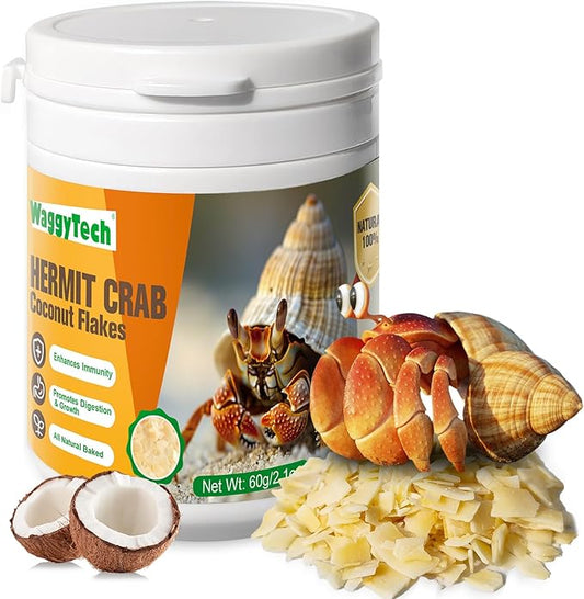 Hermit Crab Food - Baked Coconut Treat, Natural Dried Coconut for Crab Healthy & Additive Free, Easily Digestible Hermit Food Hermit - Ideal Crab Pet Snacks, Crab Accessories Crispy & Delicious | 60g