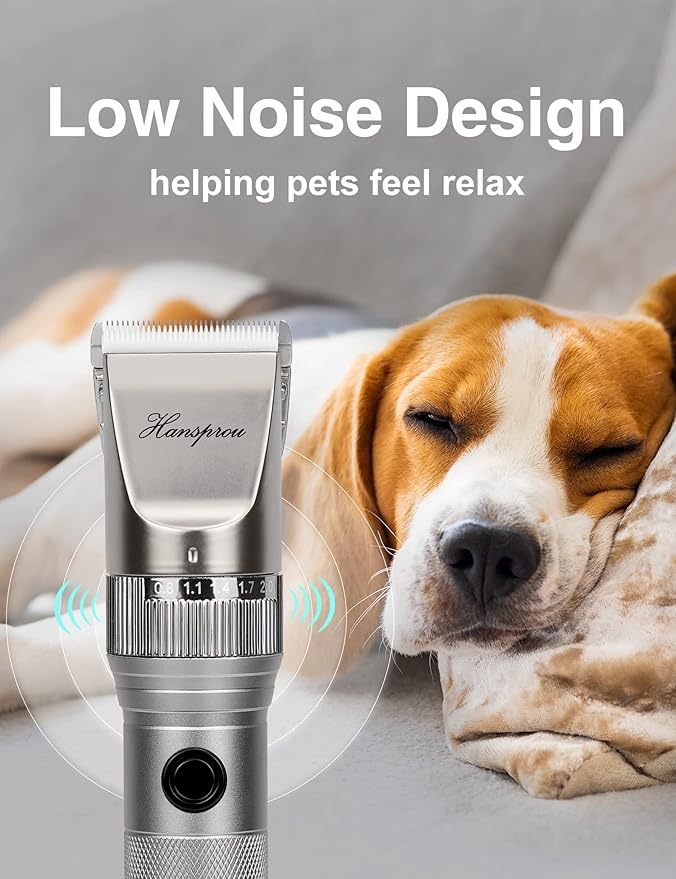 Dog Grooming Clippers High Power Dog Clipper for Thick Heavy Coats Low Noise Plug-in Pet Trimmer Pet Professional Grooming Clippers with Guard Combs Brush for Dogs Cats and Other Animals