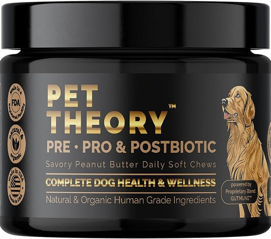 Probiotics for Dogs. Dog Digestive Health-Pre Pro and Postbiotic Combination-Pet Supplements for Gut Health-Supports Digestion, Boost Immunity-100CT Soft Chews