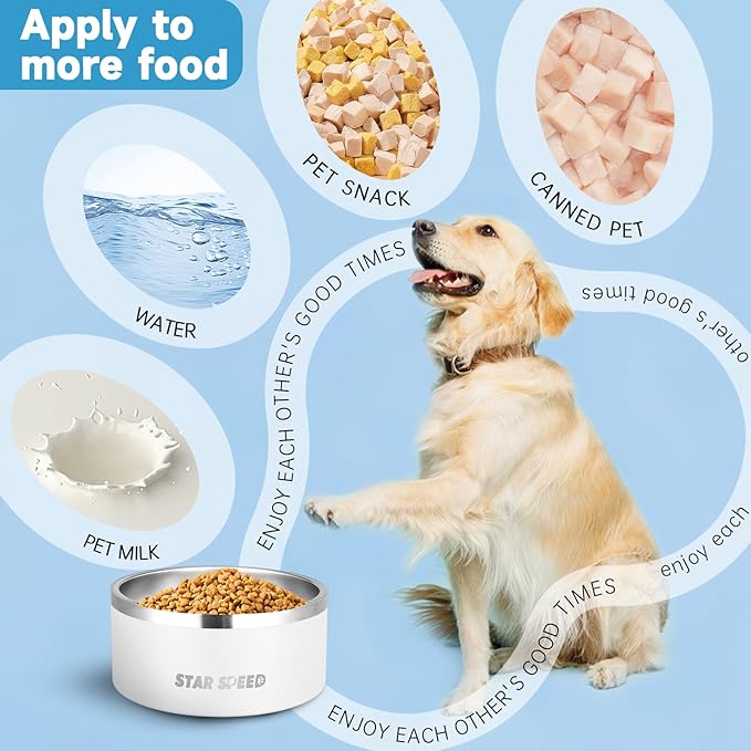 100oz Large Stainless Steel Dog Bowl. Extra Large Water Bowls for Large Dogs with Rubber Bottom, Drop Resistant and Durable, Keeps Cold, Fits Different Size Big Dog Food Bowls.(100 OZ, White)