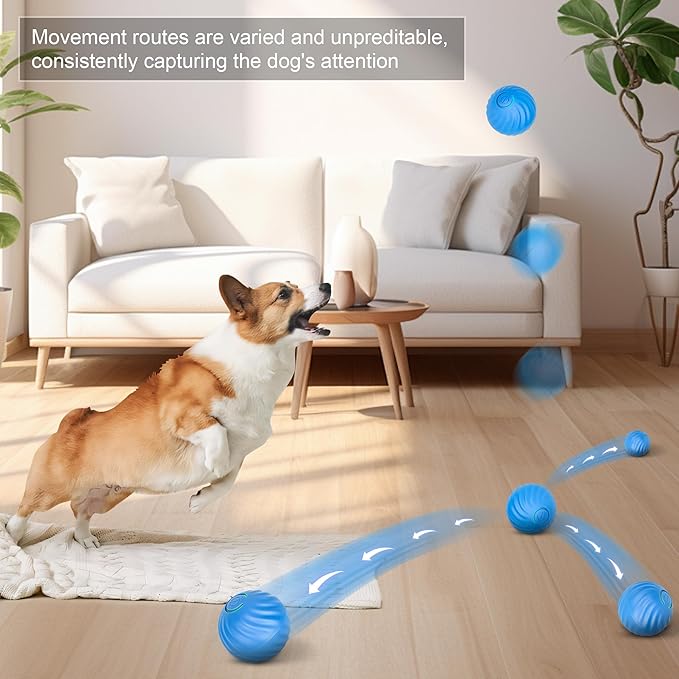 Smart Interactive Dog Toy Ball, Active Rolling Wicked Ball with Automatic Bouncing and Rotating for Puppy/Small Dogs Durable, Chewable, USB Recharger and Fun Gift Toy to Dog (Large)