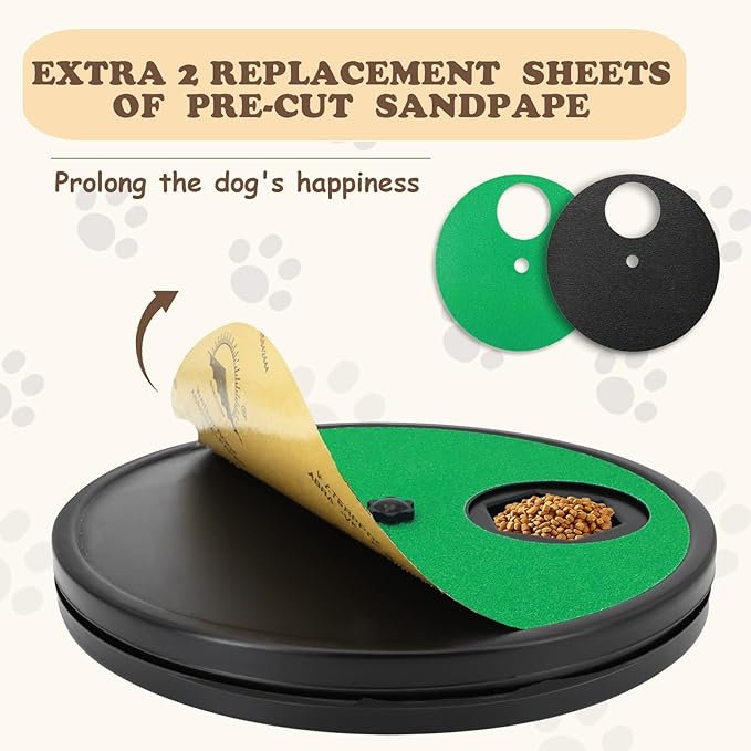 Dog Nail Scratch Board - 3 in 1 Rotatable Round Dogs Scratch Pad with Treats Compartment, Stress-Free Scratch Pad Dog Nail File, Dogs Scratch Board for Nails (Green)