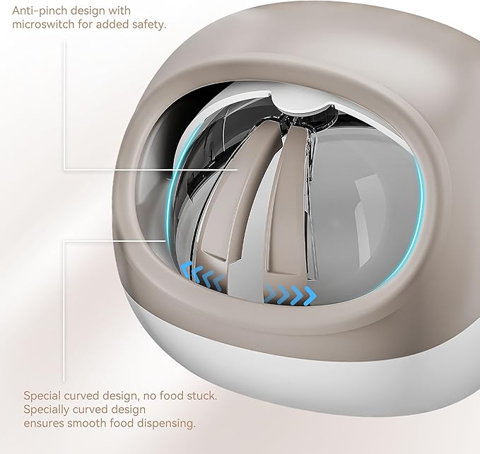 Upgraded RFID Cat Feeder with Collar Sensor – 4 Feeding Modes, Anti-Theft Pet Feeder for Multi-Cat Households, Timed Collar-Activated Feeder for Special Diets & Portion Control (Beige)