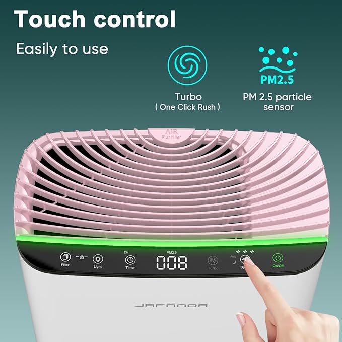 Jafända Air Purifiers for Home Cover Up to 1226ft², Allergen HEPA Air Filter with PM2.5 Sensor, Auto Mode& Timer, Aromatherapy, 22 dB Quiet Air Cleaner for Pet Dander/Hair, Allergies, Dust&VOCs