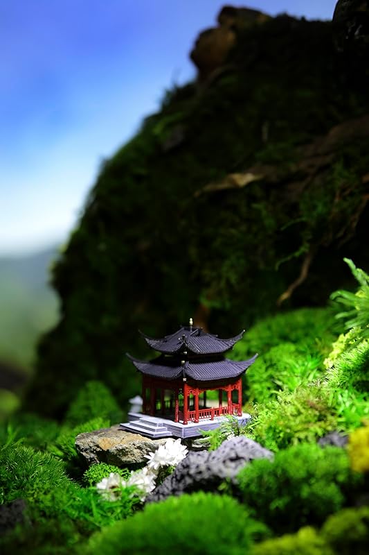 KARESANSUI Traditional Chinese Pavilion - Terrarium Decor, Chinese Aquarium Decoration, Fairy Garden Accessories, Paludarium Decor, Zen Garden Kit, Miniature Pagoda, Dollhouse Accessories (VDS0162-R)