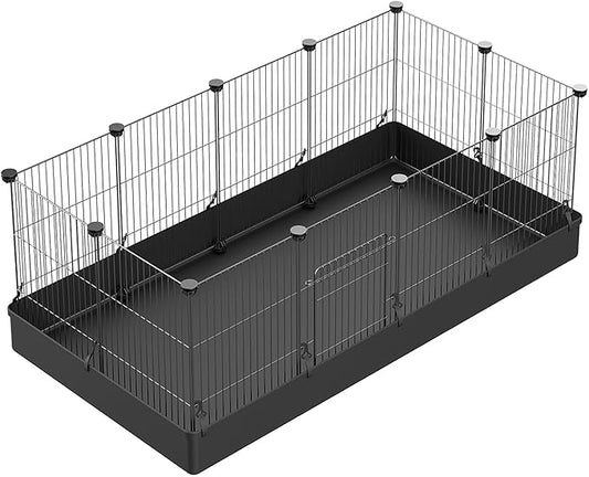 LANGXUN 12pcs DIY Small Animal Pet Playpen with Waterproof Mat, C&C Cage for Puppy Kitten, Rabbit Cage,Guinea PigsGuinea Pig Cages | Indoor & Outdoor Portable Metal Wire Yard Fence, Metal Pet Panels