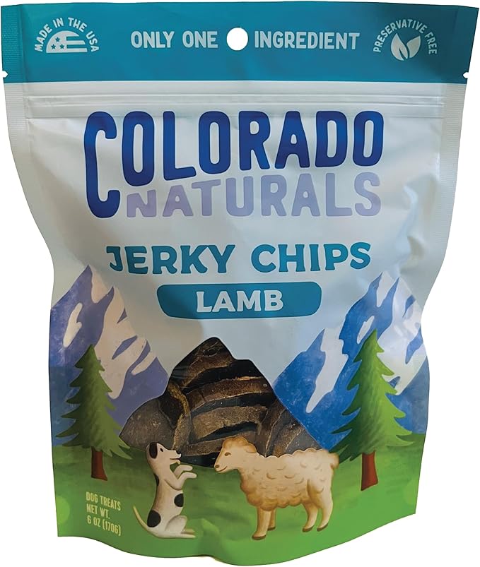 Lamb Jerky Chips Dog Treats, 6 oz – All-Natural, Made in USA, No Fillers or Preservatives – Rich in Vitamins and Minerals