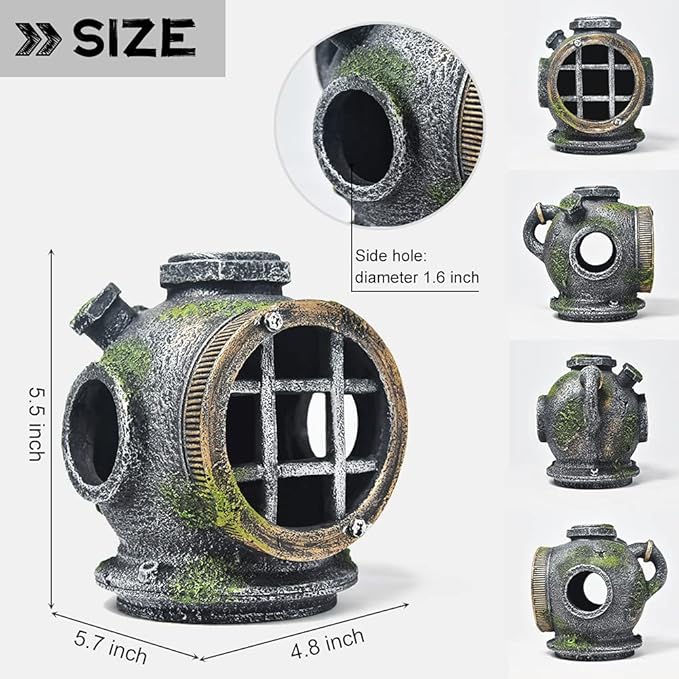 Fish Tank Decorations Betta Fish Accessories Disney Aquarium Decorations Clownfish House for Sleep Rest Hide and Play Scuba Helmet Wreckage Aquarium Décor Backgrounds