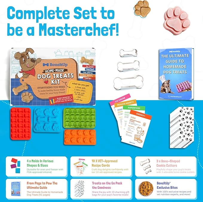 3-in-1 Dog Activity Kit - Homemade Dog Treats Kit, Puzzle Toy and Lick Mat for Dogs - Brain Stimulation, Enrichment, Calming, Slow Feeding - Healthy Treats and Busy Toys for Dogs and Puppies