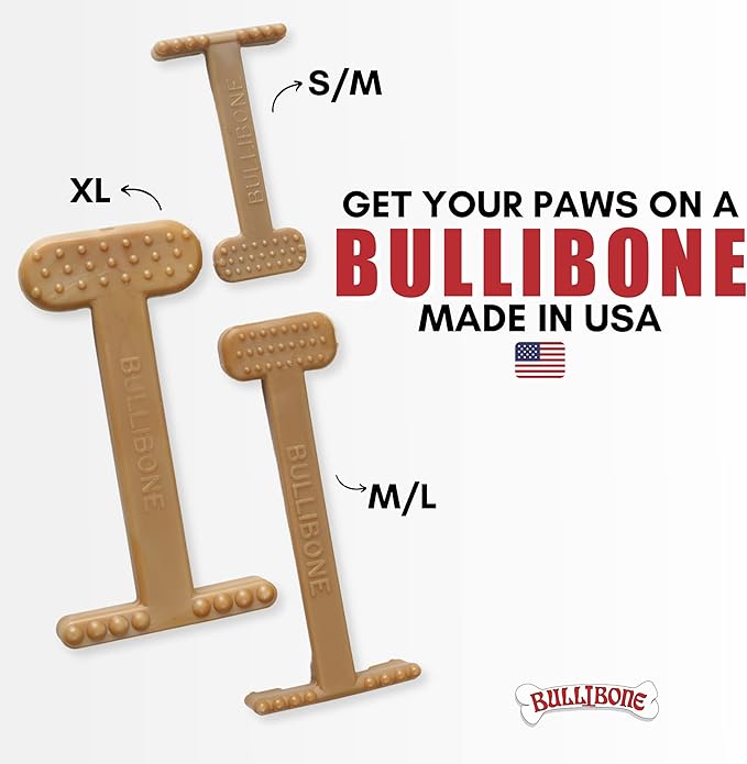 Bullibone Nylon Dog Chew Toy Nylon Bone - Improves Dental Hygiene, Easy to Grip Bottom, and Permeated with Flavor (Beef, Large - Single)