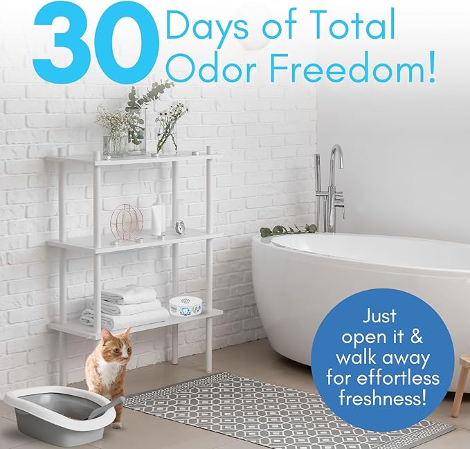 Cat Litter Deodorizer Jar (1 Fresh Scent and 1 Fragrance Free, 16 Oz, Pack of 2) - Cat Litter Odor Absorber Gel - Litter Box Pet Air Freshener - Litter Odor Eliminator to Freshen Air