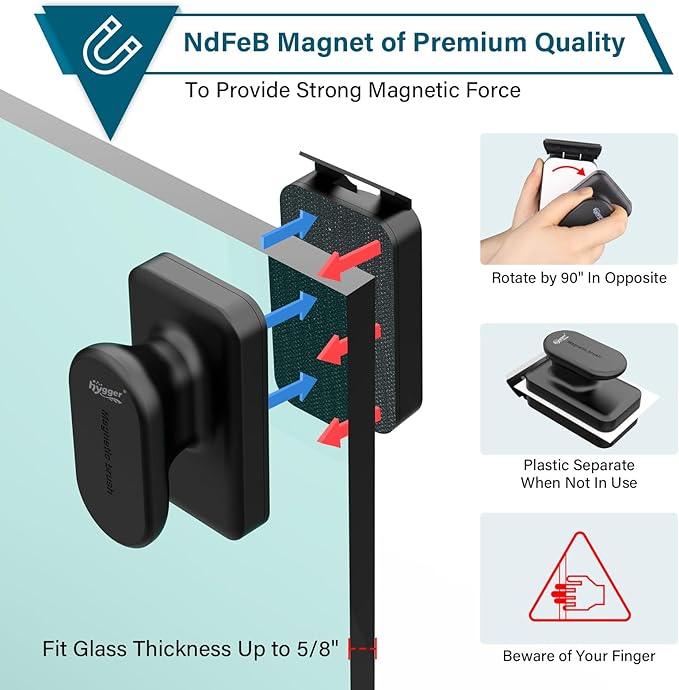 hygger Aquarium Magnetic Glass Clean Tool, Algae Scraper for Fish Tank Cleaning Magnet Floating Design Scrubbing Brush with Two Detachable Blade