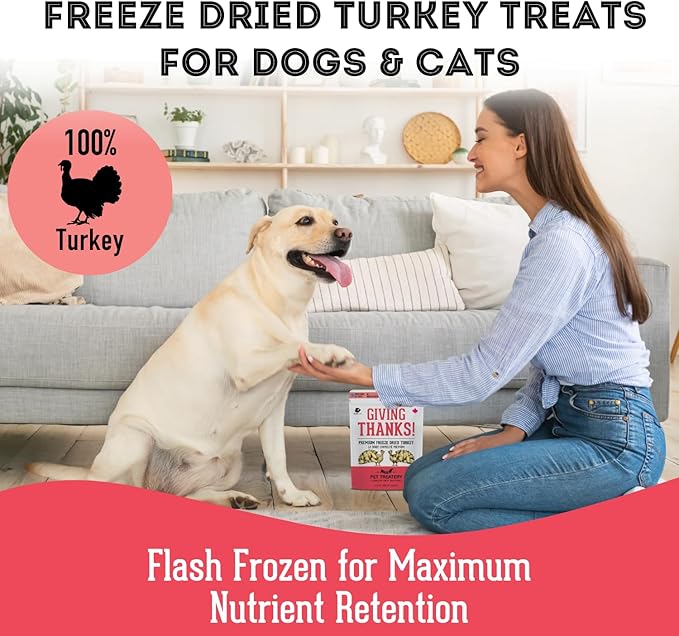 Freeze Dried Turkey Treats for Dogs & Cats (1.76 oz, Pack of 1) - Single Ingredient Flash Frozen to Maintain Nutrients Vitamins and Healthy Oils Made in Canada