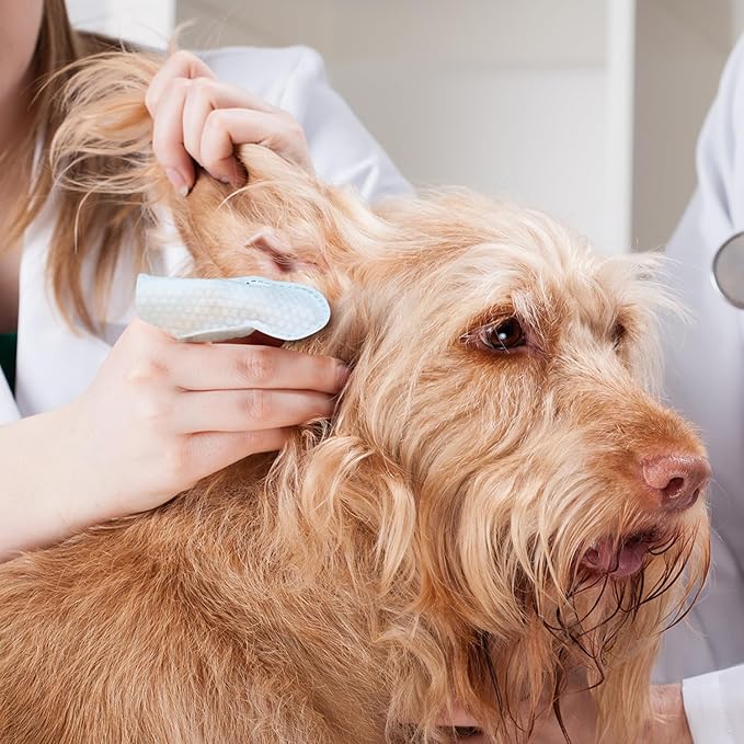 Dog & Cat Ear Cleaner Wipes – Pet Finger Wipes for Cats & Dogs – Cleaning, Soothing, & Deodorizing Itchy Ears – Ear Relief Solution Wash (Unscented)