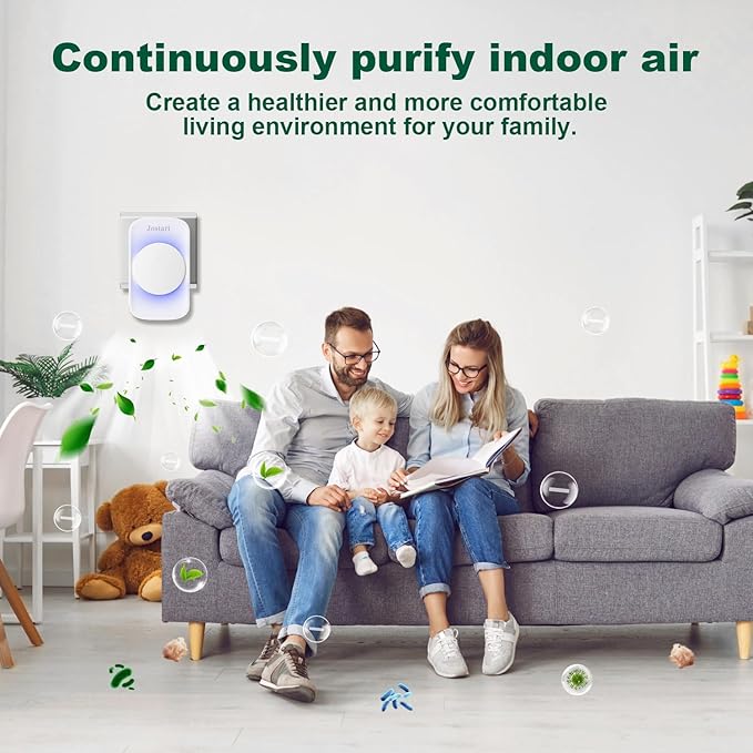 JOSTART- Air Ionizers (1 Pack）- Plug In Negative Ion Air Purifiers - Quiet Air Freshener for Home, Bedroom, Office, Basement - Portable Air Purifier Odor, Smoke, Dust, Pet Smell - Mini Air Cleaner
