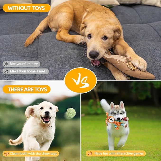 20PCS Puppy Teething and Squeaky Toys, Rope and Interactive Dog Toys to Keep Them Busy, Chew Toys for Puppies and Small Dogs, Pet Toy Basket Full of Fun