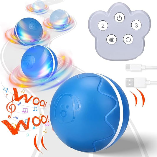 BABORUI Interactive Dog Toys, Vibrating Dog Ball with Remote Control & Bark Sound Led Light, Moving Interactive Balls for Small Medium Large Dogs, Enrichment Toys to Keep Them Busy
