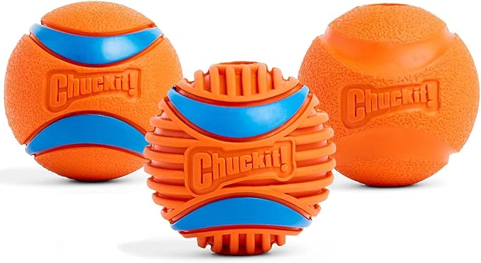 Chuckit! Dog Balls - Interactive Dog Toys, High-Bounce Fetch Ball, Floating Ultra and Rugged Balls, Durable - Size Medium, 2.5-inch Diameter, Set of 3