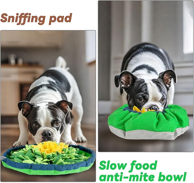 Snuffle Mat for Dogs Sniffing Feeding Mat,Dog Snuffle Mat Slow Feeding Bowl Dog Anti-Slip Nose，Adjustable Dog Digging Toys Encourages Natural Foraging Skills and Mental Stimulation (Green)