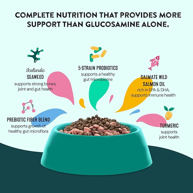 Hip & Joint Supplements for Dogs | Helps Joint Health & Mobility Support for Recovering and Senior Dogs | Natural Ingredients, Tasty Kibble Dog Food Topper | 60-Count Pack