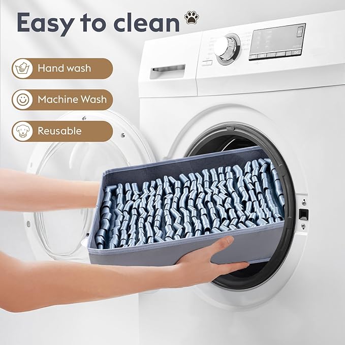 Snuffle Mat for Dogs, Dog Puzzle Mat, Interactive Dog Toys for Enrichment,Sniff Mats with Non-Slip Backing,Suitable for Breeds and Sizes of Dogs (Silver, 17" X 15")