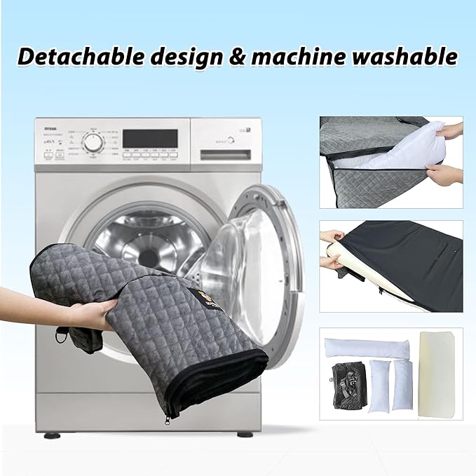 Large Dog Car Seat Under 100LBS,Dog Car Bed with Safety Tethers/Storage Pocket,Only for Back Seat-Gray