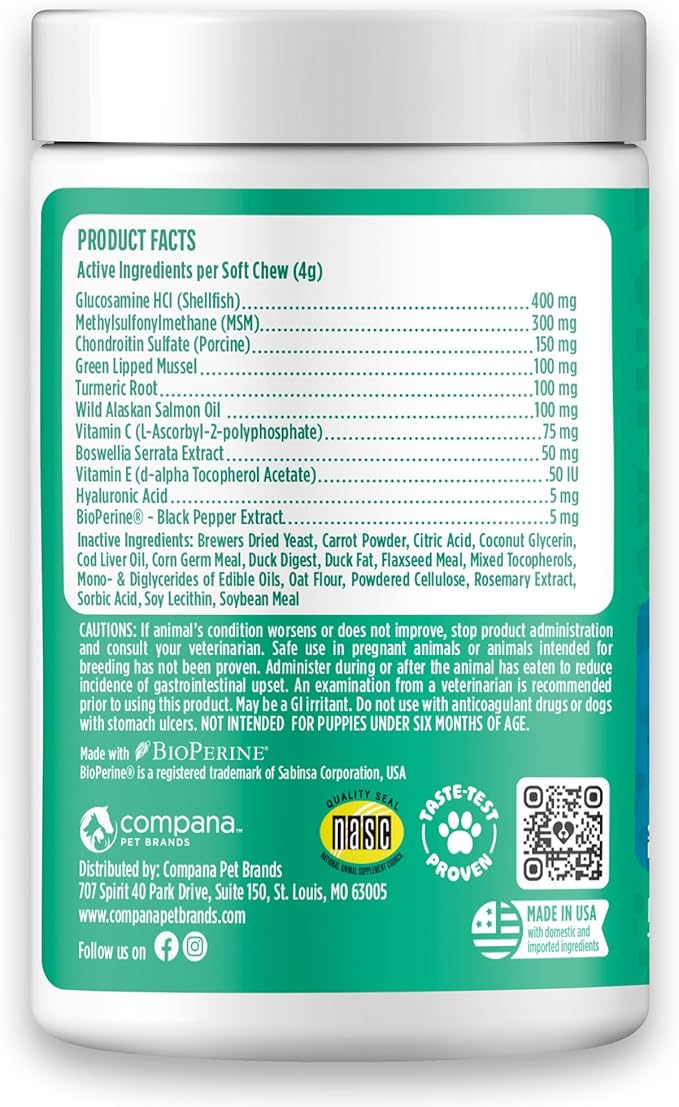 Doggie Dailies, Advanced Senior Hip and Joint Supplement for Dogs, Glucosamine Chondroitin, Premium Hip and Joint Chews for Dogs All Breeds & Sizes, Dog Vitamins and Supplements, (Duck) 120 Chews