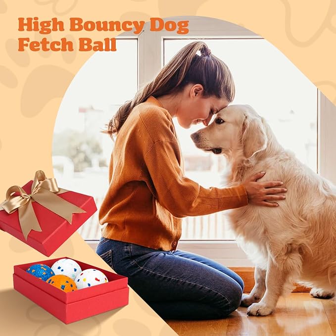 Nobleza Dog Toy Tennis Bouncy Training Balls, 6 Pack 2.75'' Aggressive Chewer Teething Durable Floating, Interactive Popcorn Ball for Medium Small Pet Puppy