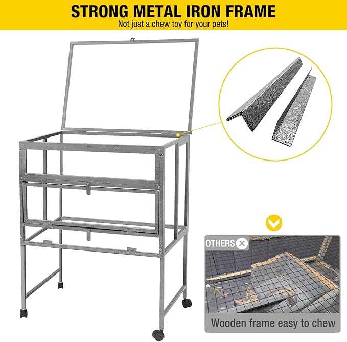 Hamster Cage Large Guinea Pig Cage with Metal Frame Movable Rat Habitat with Aluminium Alloy Edge,Plastic Deep Not Leakage Pull Out Tray,Storage Shelf