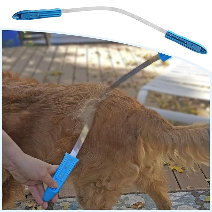 Dual-Sided Grooming Blade for Dogs - Shedding Brush with Stainless Steel Blades for Short and Long Hair Coats