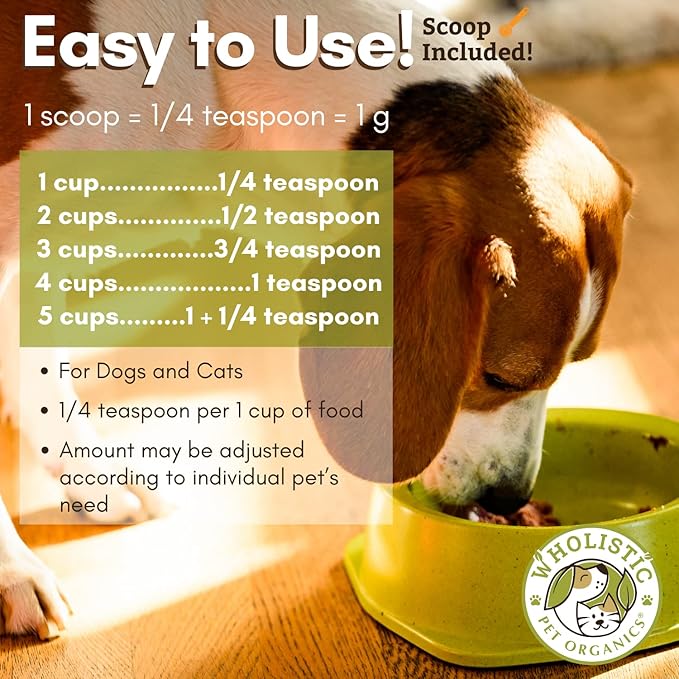 Wholistic Pet Organics WholeBiotics - Daily Dog Probiotics for Digestive Health Support & Immune Boost - 9 Strains - Prebiotics & Probiotics for Dogs & Cats - Gut Health for Dogs - 1 Oz - 28 Scoops