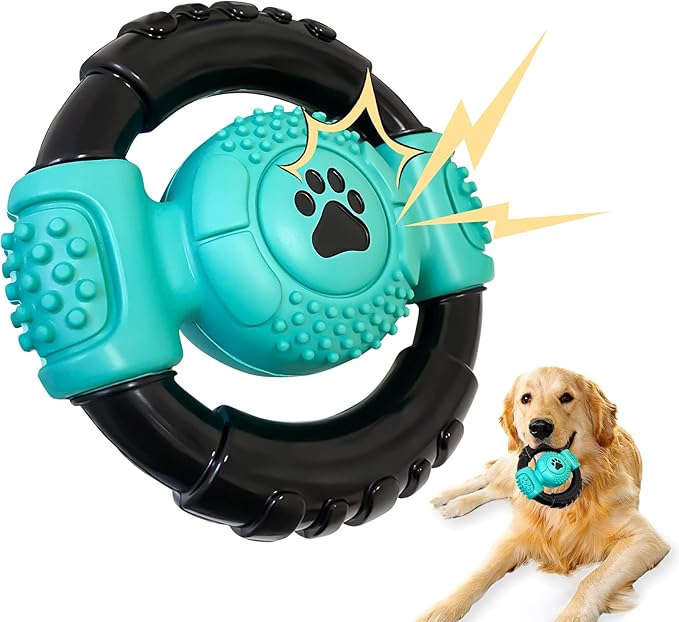Dog Toys for Aggressive Chewers, Indestructible Dog Chew Toy for Medium Large Dogs, Milk Flavor Squeaky Tough Dog Toys to Keep Them Busy