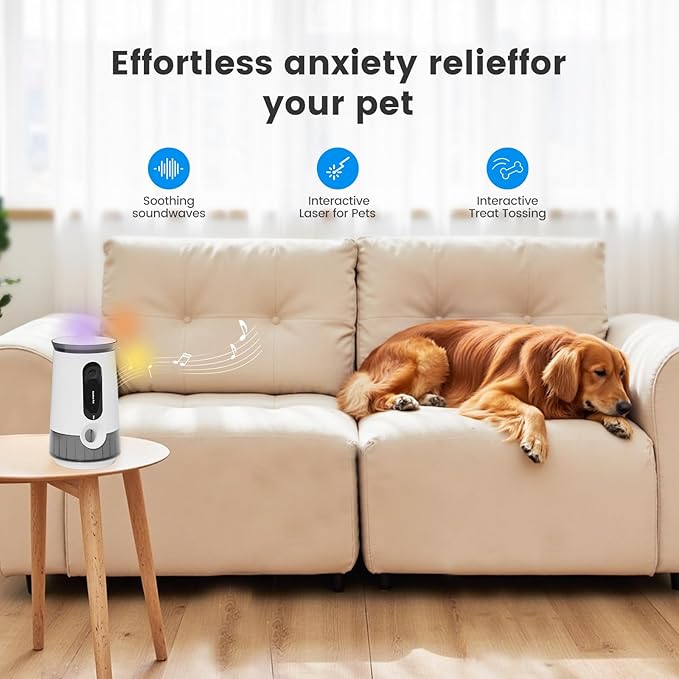 Gardner Pet Smart Pet Camera Treat Dispenser with 1080P HD Video, 2.4G WiFi, 2-Way Audio, 360° Laser Toy, Night Vision, Cloud & SD Storage, Compatible with Dogs & Cats
