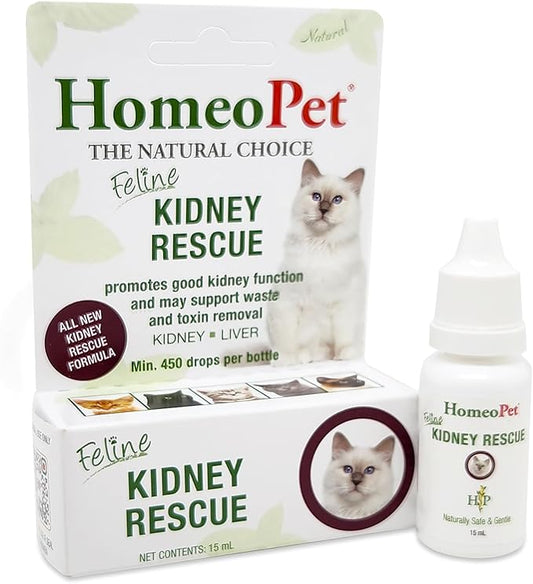 HomeoPet Feline Kidney Rescue, Safe and Natural Renal Supplement for Cats and Kittens, 15 Milliliters