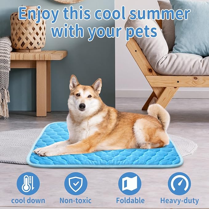 Dog Cooling Mat for Dogs Non-Toxic Self Cooling Pad & Easy Clean Large 39x27in