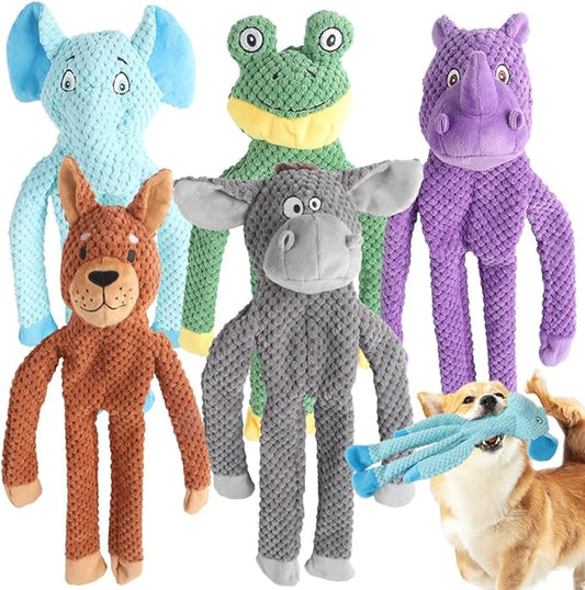 5 Pack Dog Squeak Toys, Durable Plush Chew Toys for Small, Medium & Large Dogs for Teething & Interactive Play