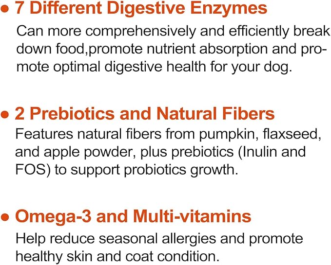 Probiotics for Dogs, Dog Probiotics for Digestive Health and Itchy Skin with 7 Enzymes & 2 Prebiotics. Pet Probiotics lab - Helps Diarrhea, Yeast Infection, Allergies & Immune System -180ct