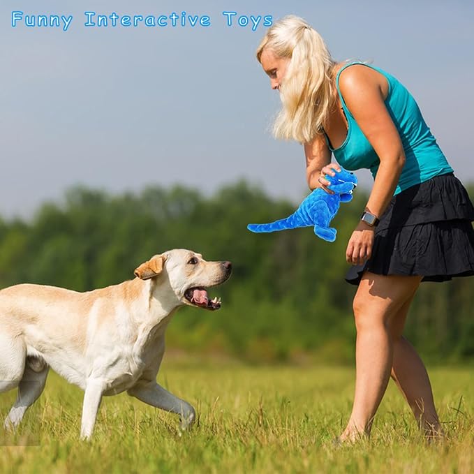 LWBMG Squeaky Dog Toys Stuffed Dog Toys Cute Dinosaur Plush Dog Toy with Crinkle Paper Durable Dog Chew Toys for Small, Middle and Large Dogs