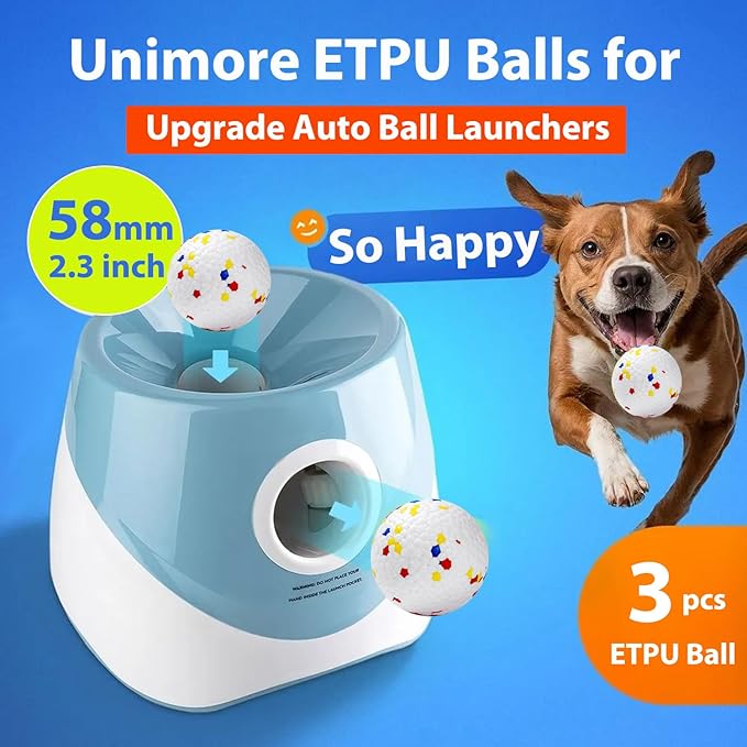 4PCS 2.3" ETPU Dog Fetch Balls for Upgrade Automatic Dog Toy Ball Launchers, Relieves Anxiety, Breeds Chew Toys for Teething, Interactive Pet Tennis Balls Toy for Small and Medium Puppy
