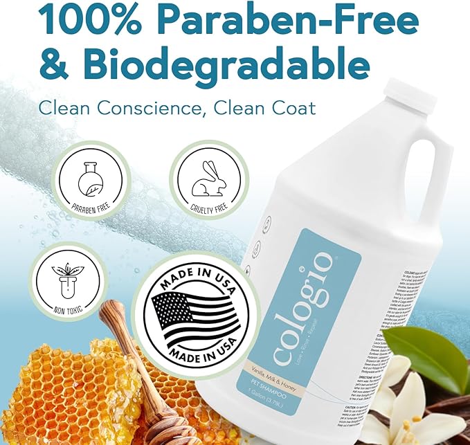 Moisturizing Dog Shampoo, Deodorizing Manuka Honey Vanilla Scented Pet Shampoo for Dogs, Made in USA Itchy Dry Skin Itch Relief Puppy Bath Soap for Sensitive Skin – Gentle, Cruelty-Free (1Gal)