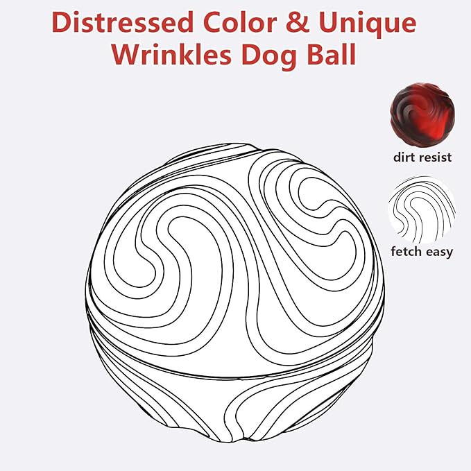 Yipetor Interactive Dog Toys Ball, Unswallowable 3.3'' Durable Replaceable Shell Rubber Dog Chewer Ball with Little Bell for Large Medium Dogs - Keep Them Busy/Relief Anxiety/Mental Stimulate (Red)