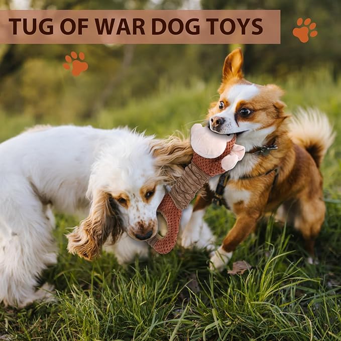 Squeaky Dog Toy with Crinkle Paper, Pull Interactive Plush Chew Toy for Puppies, Small, Medium, Large Dogs - Great for Tug of War and Teeth Cleaning