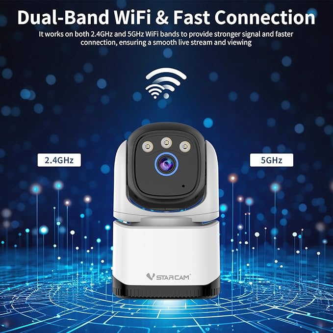 VSTARCAM 4MP Indoor Security Camera, Dual-Band WiFi (2.4GHz/5GHz),2.5K, 360° Pan-Tilt,Baby Monitor, Pet Camera,AI Human Detection, Person Tracking, Full-Color Night Vision, Two-Way Audio