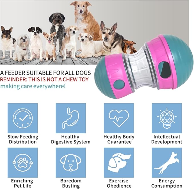 Interactive Dog Toys to Keep Them Busy, Puppy Puzzle Adjustable Food Dispenser Slow Feeder, Enrichment Treat Dispensing Toy Ball for Large/Medium/Small Breed Dogs Pet Gift, Purple