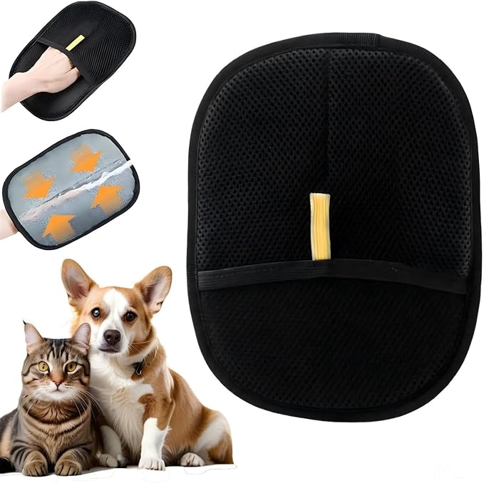 Electrostatic Pets Hair Remover Mitt – Hair Removal Glove to Remove Cat Hair & Dog Fur – Reusable Pet Hair Removal Mitt for Furniture, Couch, Carpet Peonly Hand Fur Remover Tool (1)